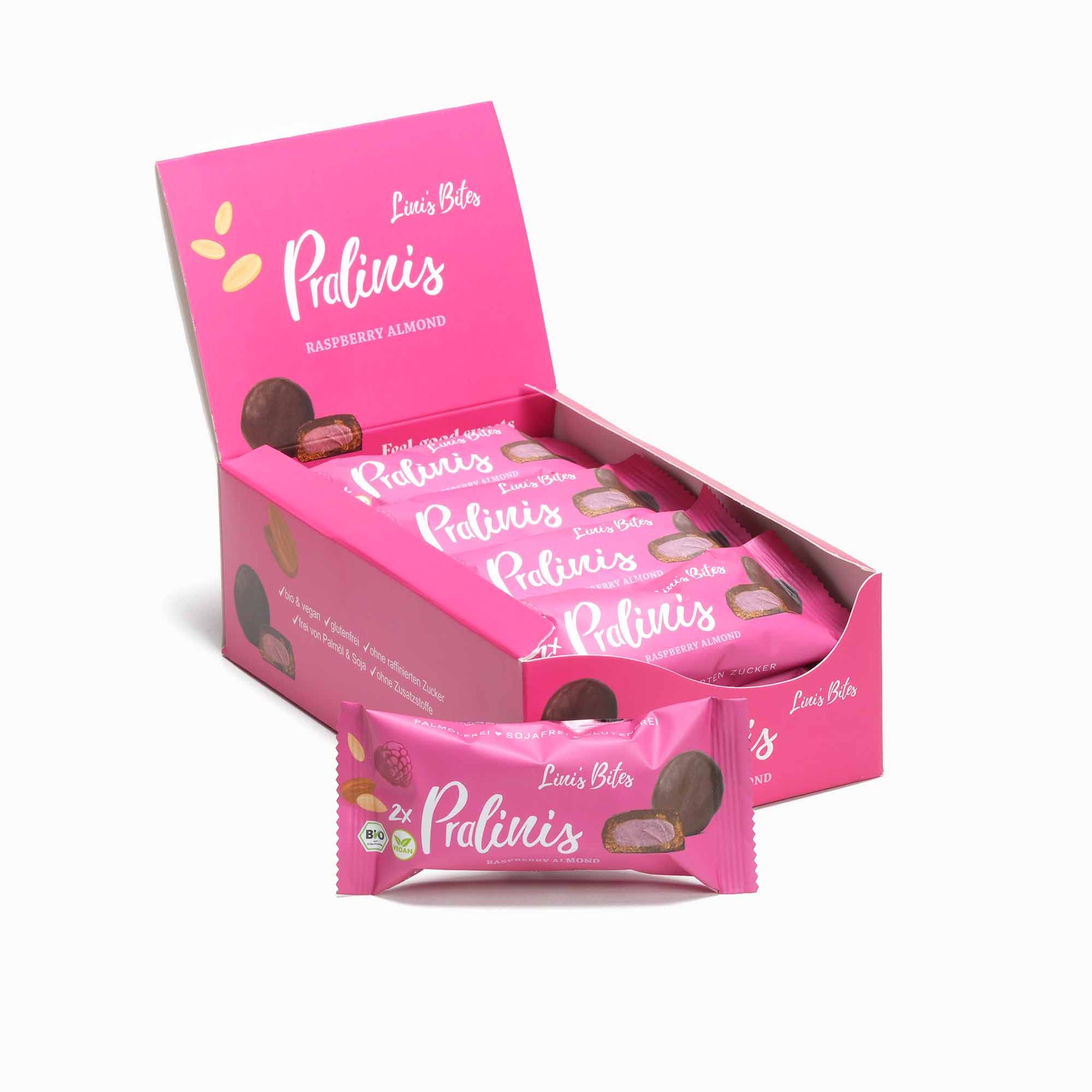 Pralinis Lamponi Mandorle Caramello - Bio (Scatola da 12)