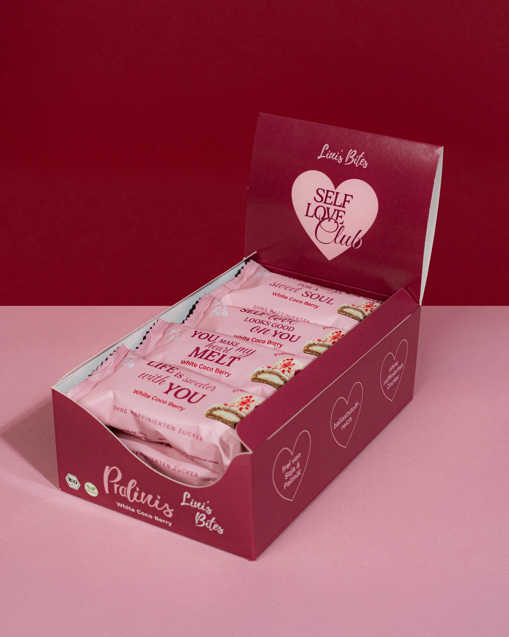 Bio Pralinis White Coco Berry – Limited Self-Love Edition (12er Box)