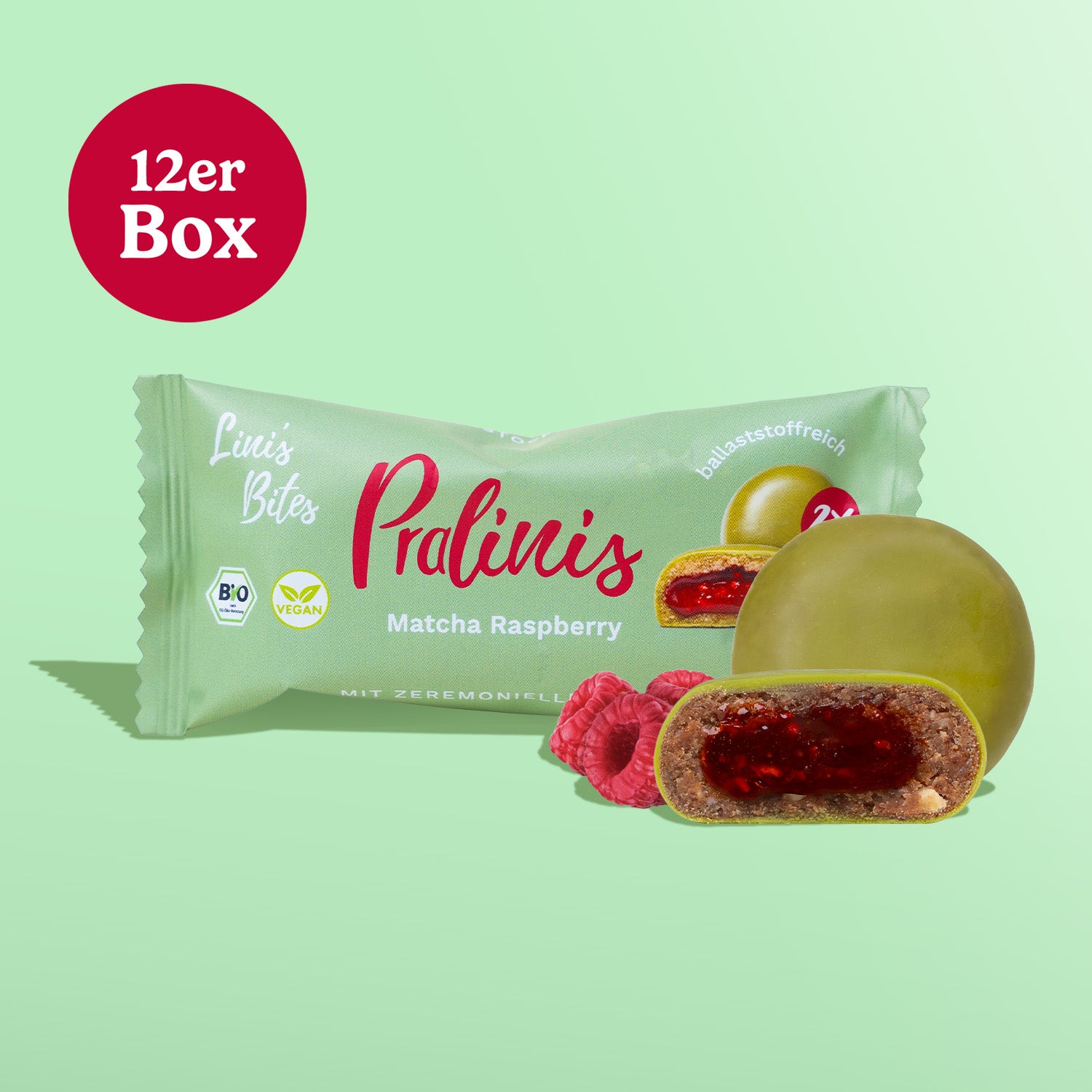 Bio Pralinis Matcha Raspberry (12er Box)