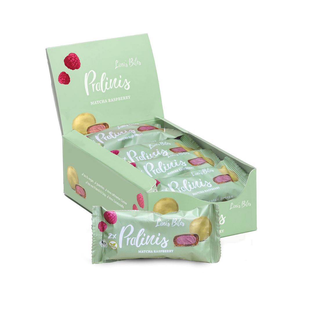 Bio Pralinis Matcha Raspberry (12er Box)