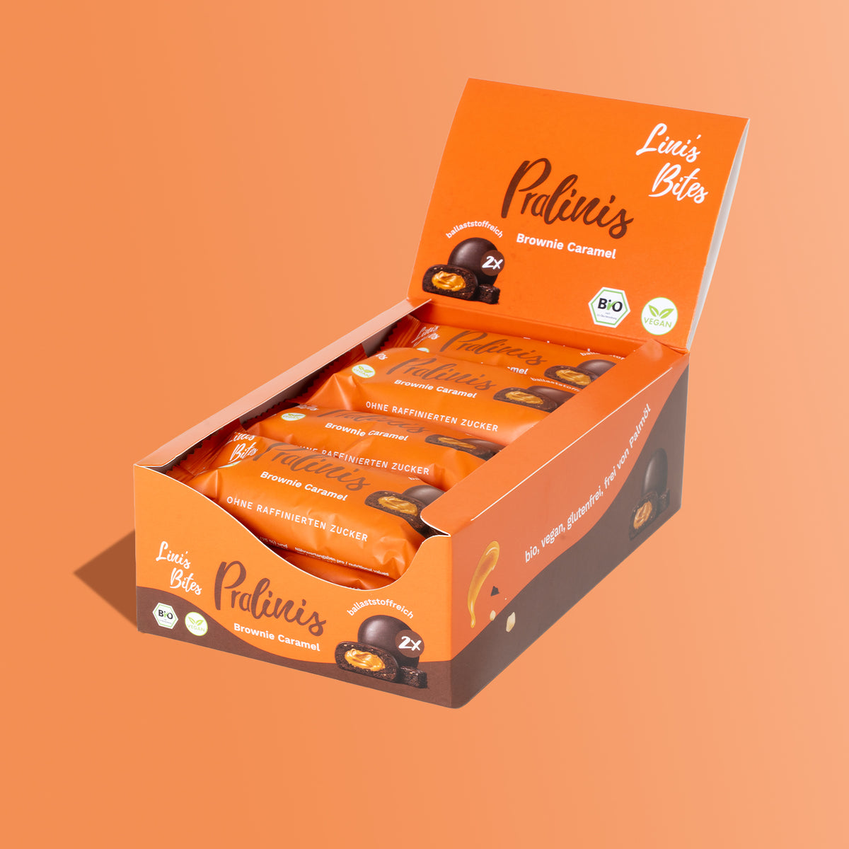 Bio Pralinis Brownie Caramel (12er Box)