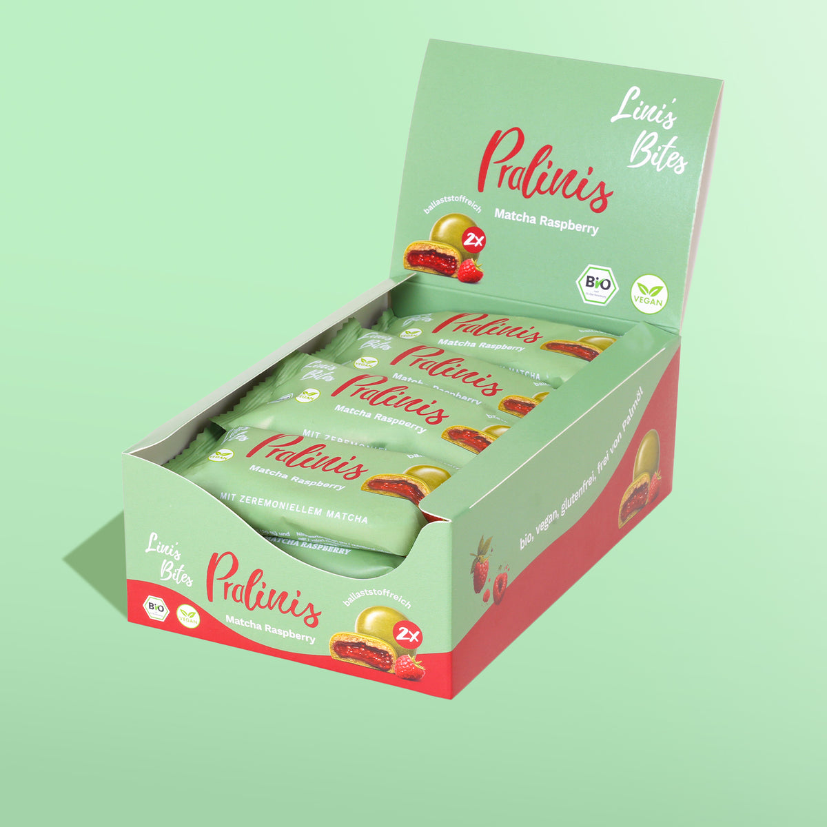 Bio Pralinis Matcha Raspberry (12er Box)