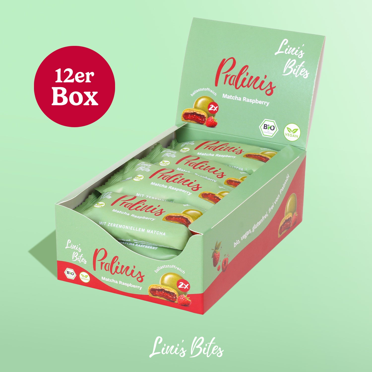 Bio Pralinis Matcha Raspberry 2.0 (12er Box)