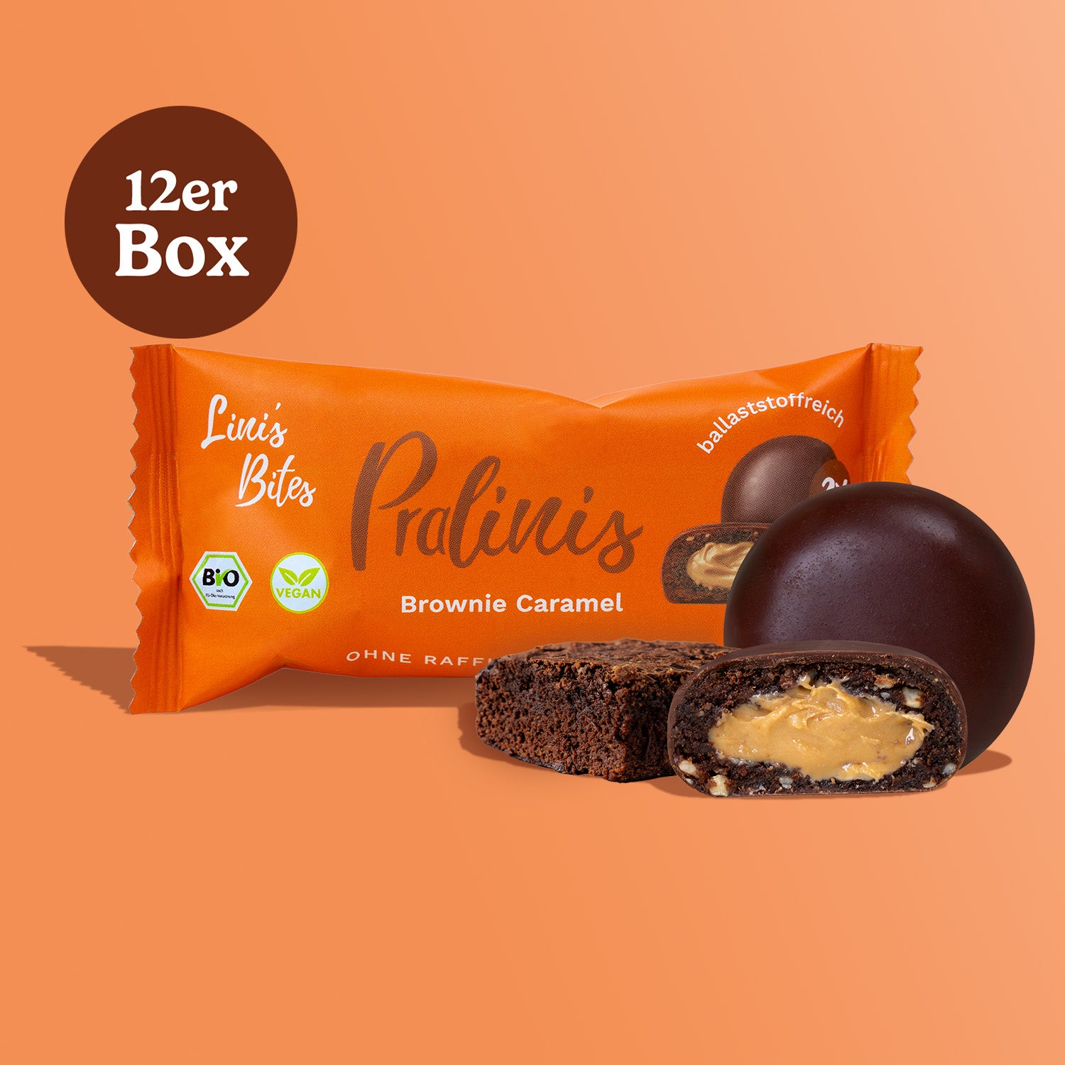 Bio Pralinis Brownie Caramel (12er Box)