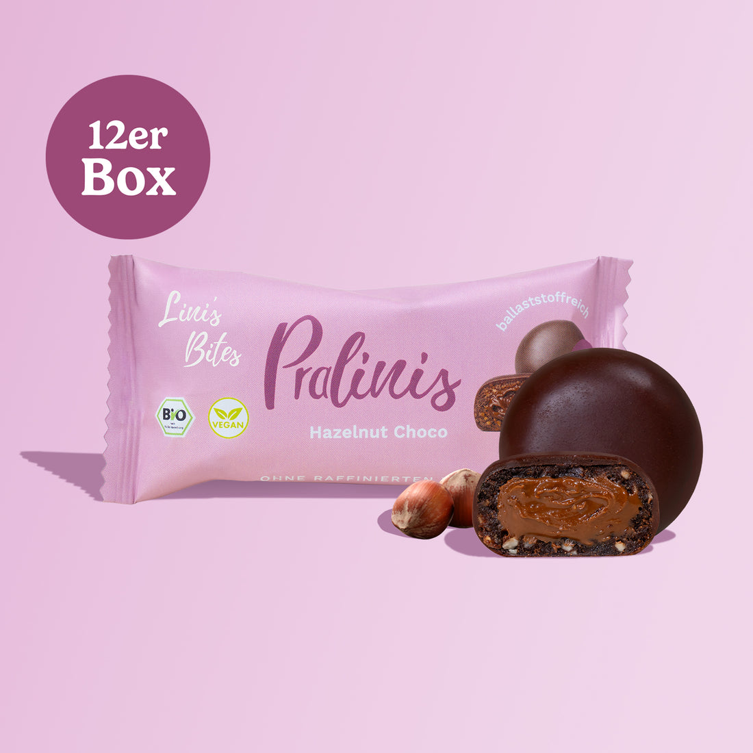 Hazelnut Choco Nougat Pralinis - Organic (Box of 12)
