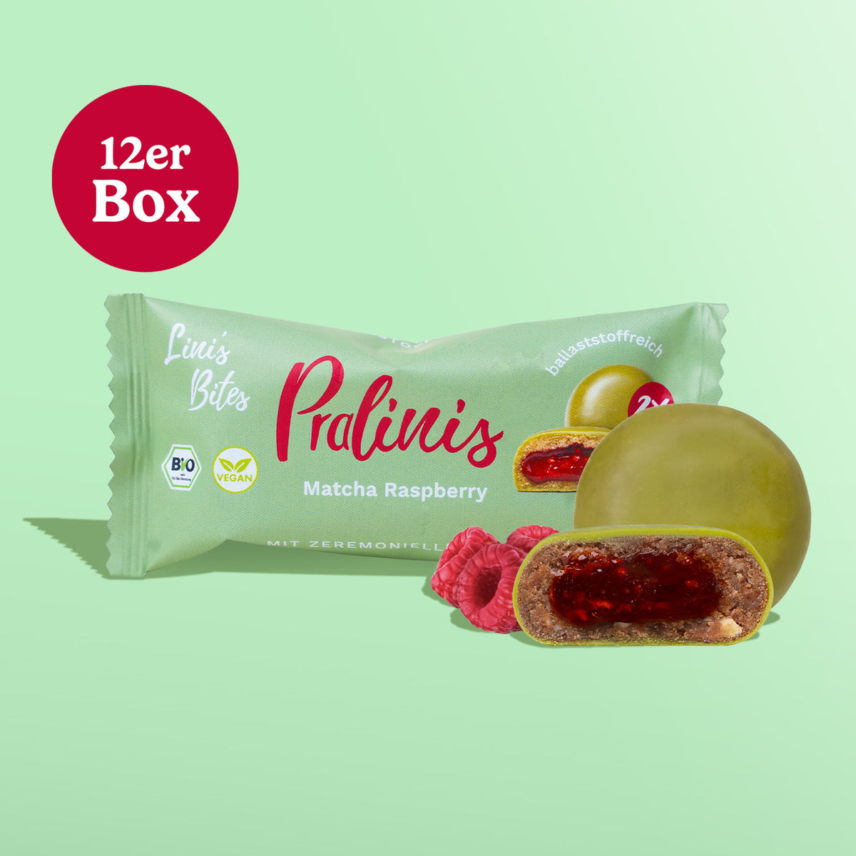 Bio Pralinis Matcha Raspberry (12er Box)